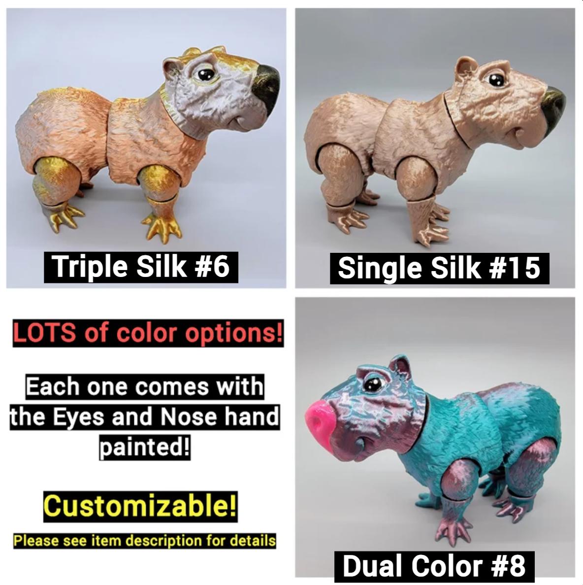 3D Printed Articulated Capybara Toy – Custom Colors Flexible Fidget Animal