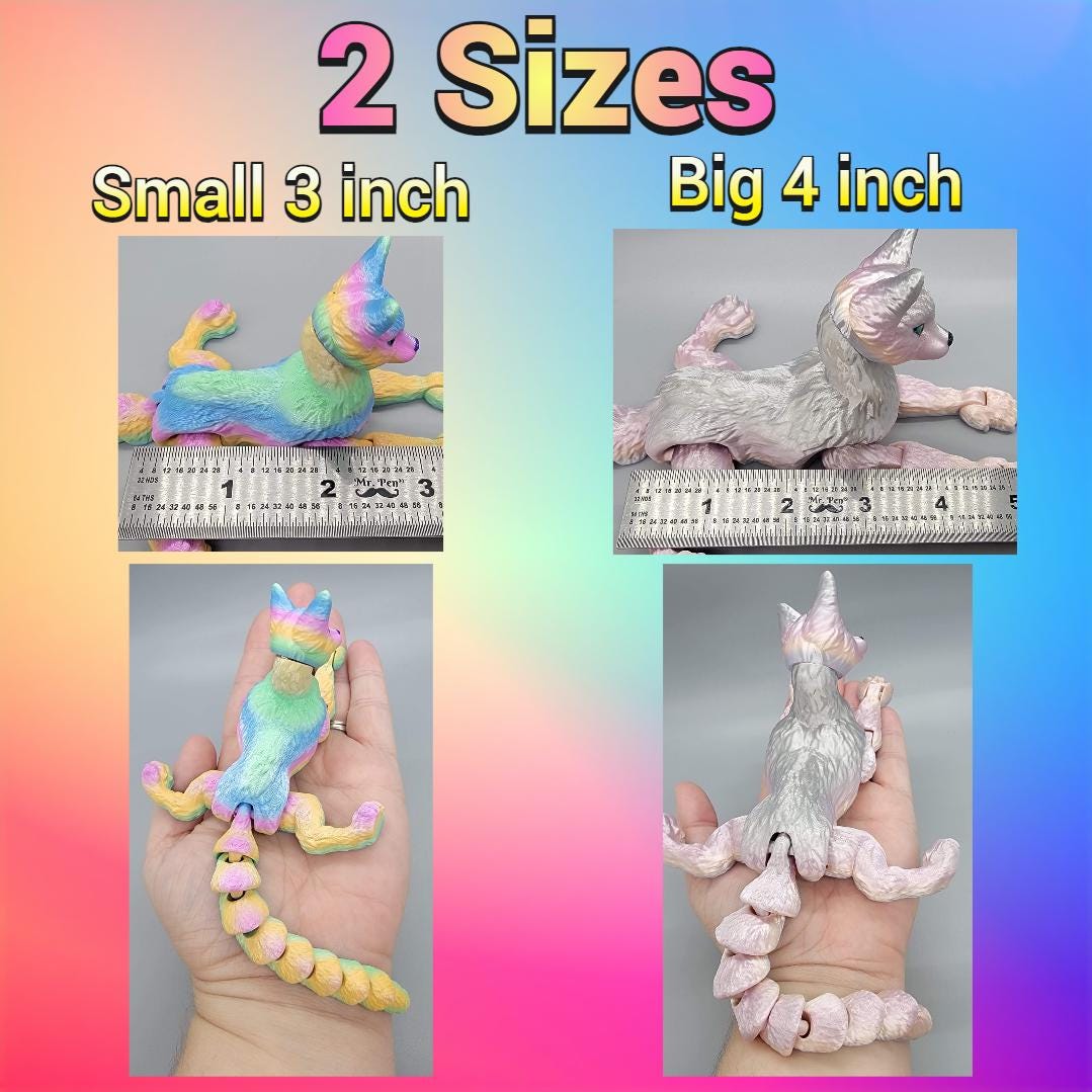 Cat Dragon Articulated Toy | 3D Printed | Furry | Custom | Fidget | You choose the color