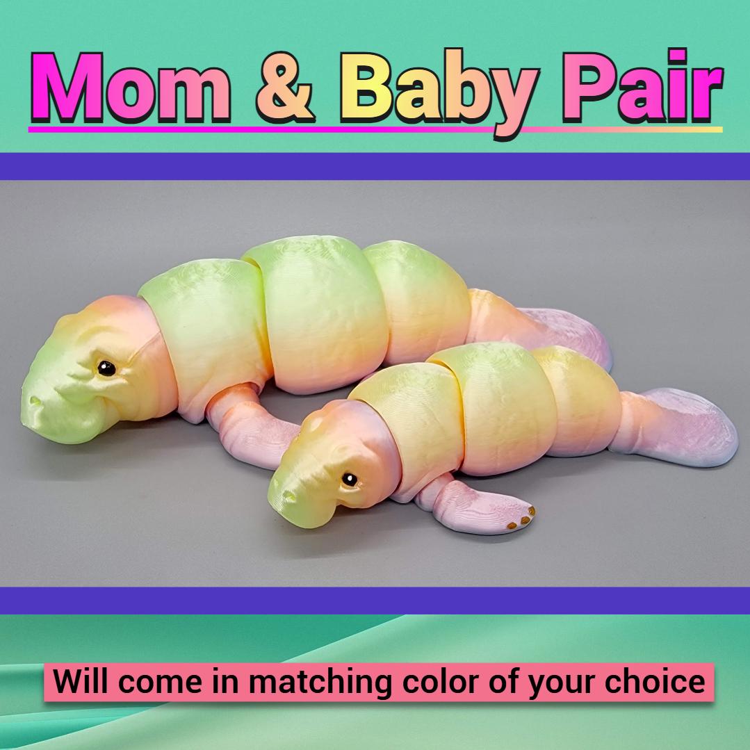 Articulated Manatee Toy – 3D Printed Fidget Sensory Sea Animal in 3 Sizes