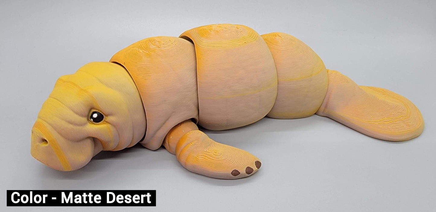 Articulated Manatee Toy – 3D Printed Fidget Sensory Sea Animal in 3 Sizes