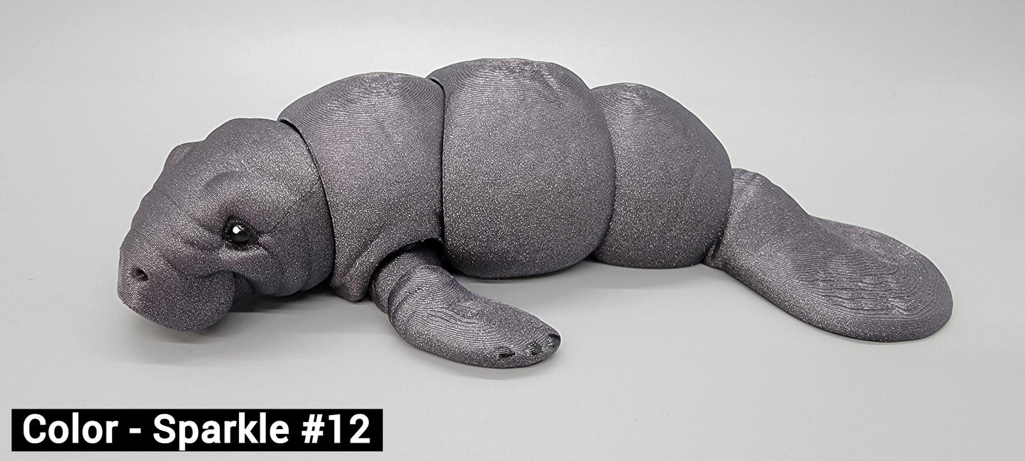 Articulated Manatee Toy – 3D Printed Fidget Sensory Sea Animal in 3 Sizes