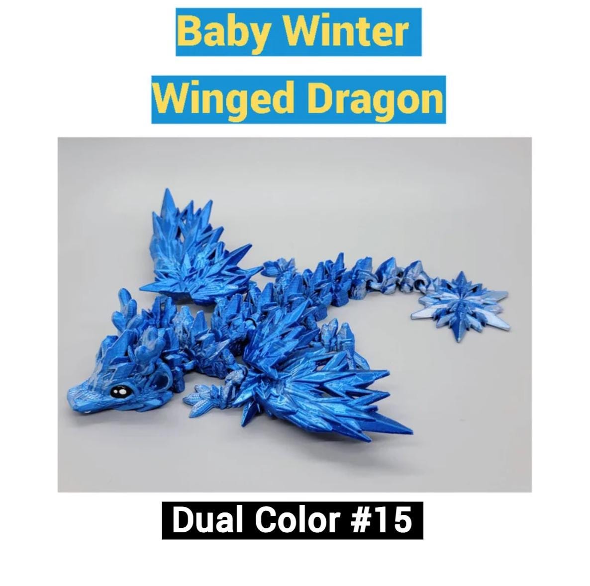 Articulated Winter Dragon | Fidget | Flexi | Mythical Creature | Hand Painted Eyes