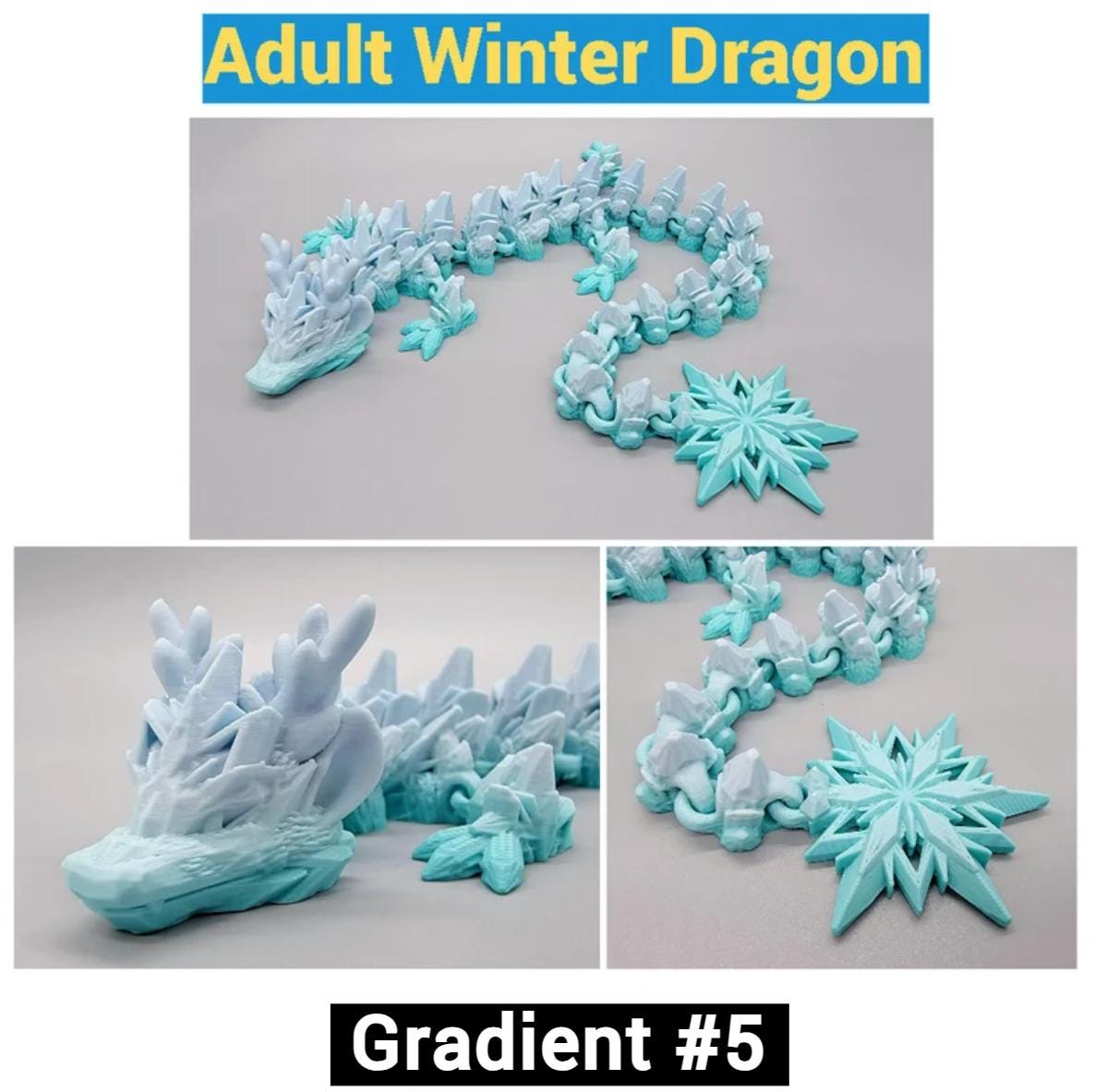 Articulated Winter Dragon | Fidget | Flexi | Mythical Creature | Hand Painted Eyes