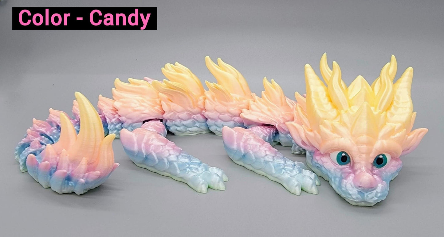 Mystical Baby Dragon Toy Figure, Articulated, Fidget, 3D printed, Cute, Adorable, (made to order), custom, sensory