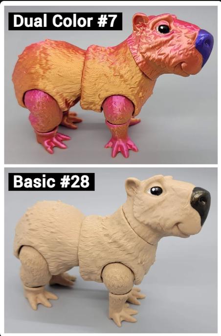 3D Printed Articulated Capybara Toy – Custom Colors Flexible Fidget Animal
