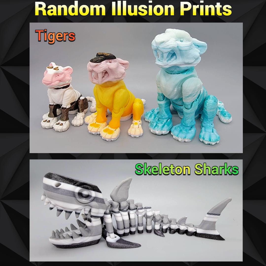 Ready to Ship Mystery Illusion Tiger Toy | 3D Printed | Sensory | Fidget | 3 Sizes