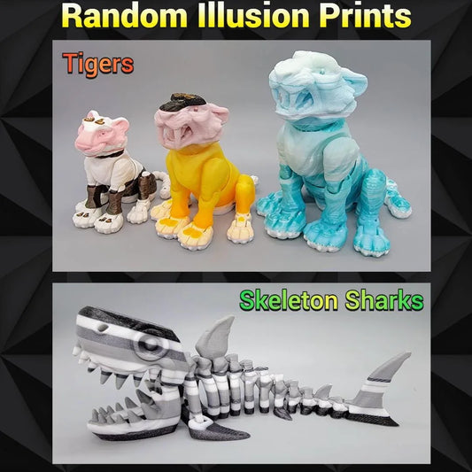 Tigre de ilusión misteriosa o tiburón esqueleto listo para enviar