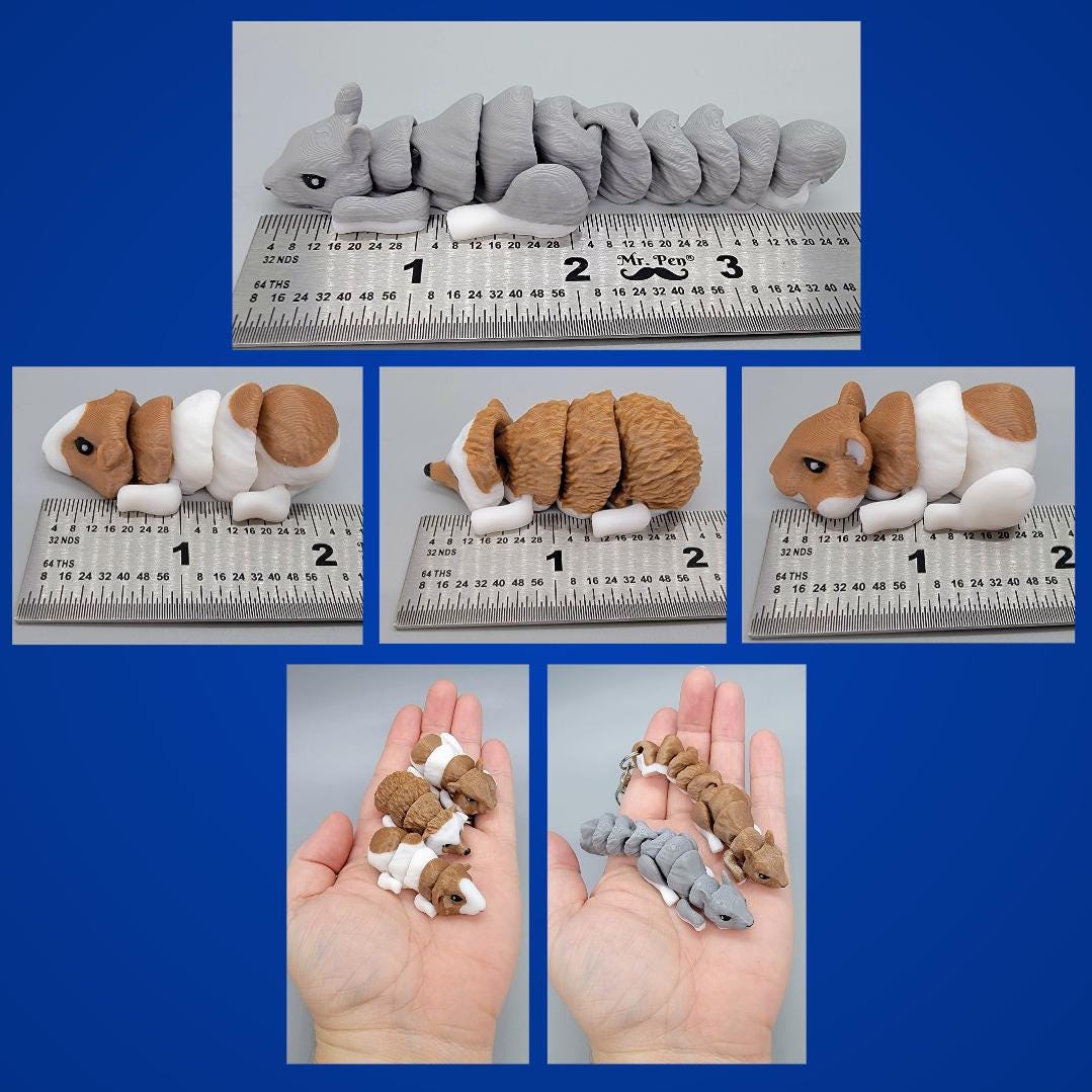 Mini Animal Toy or Keychain Set 3 | Sensory | Fidget | Squirrel | Hamster | Guinea Pig | Hedgehog