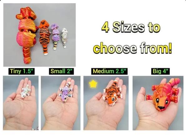 Articulated Baby Tiger & Lion Toy | 3D Printed | Mini | Fidget | Flexi | Sensory