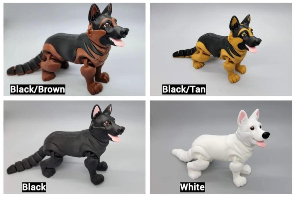 German Shepherd Toy – 3D Printed, Articulated, Custom Pet Option