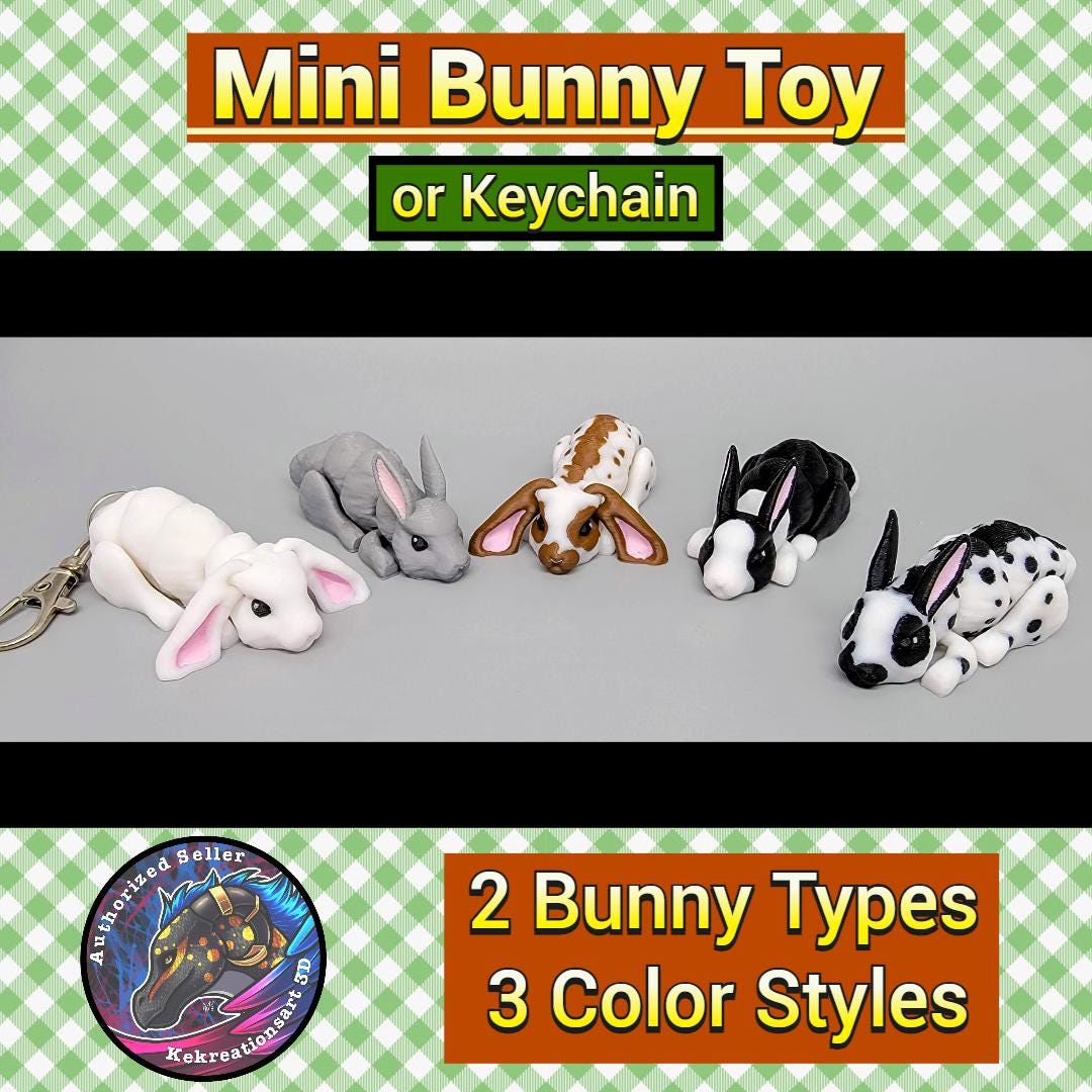 Mini Bunny Rabbit Toy or Keychain | Sensory | Fidget