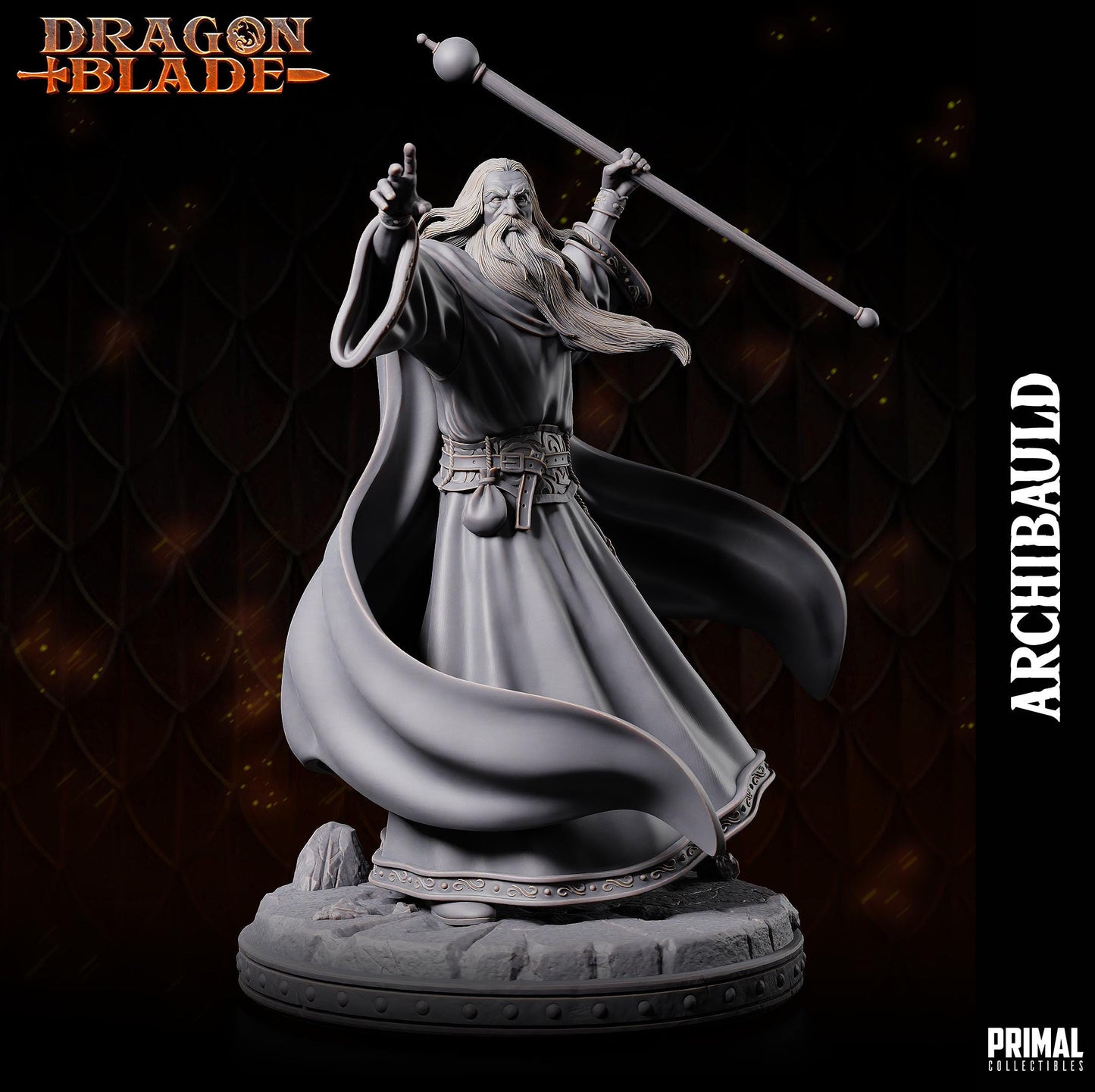 White Wizard Archbauld - Powerful Sorcerer Miniature for TTRPGs