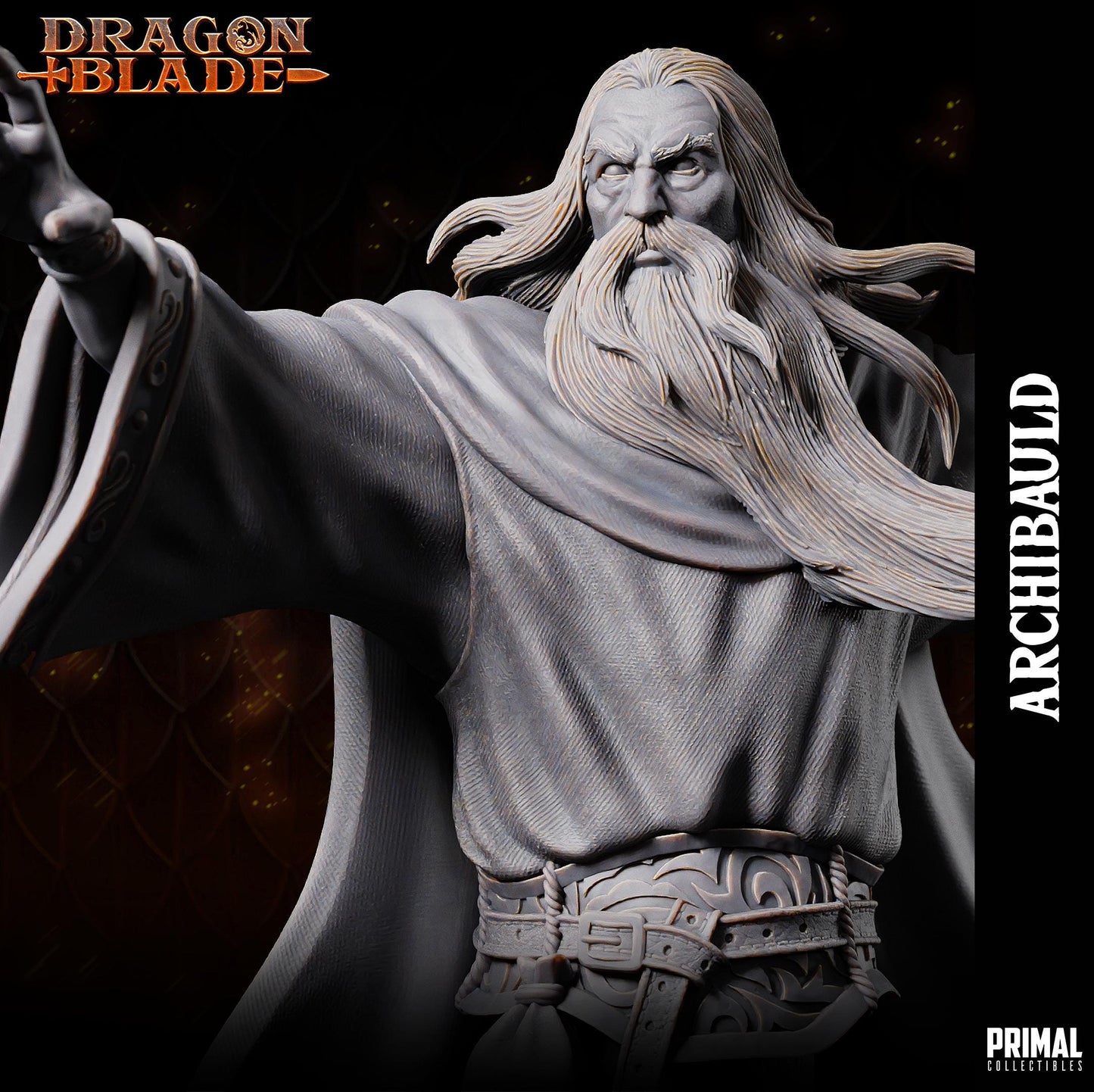 White Wizard Archbauld - Powerful Sorcerer Miniature for TTRPGs