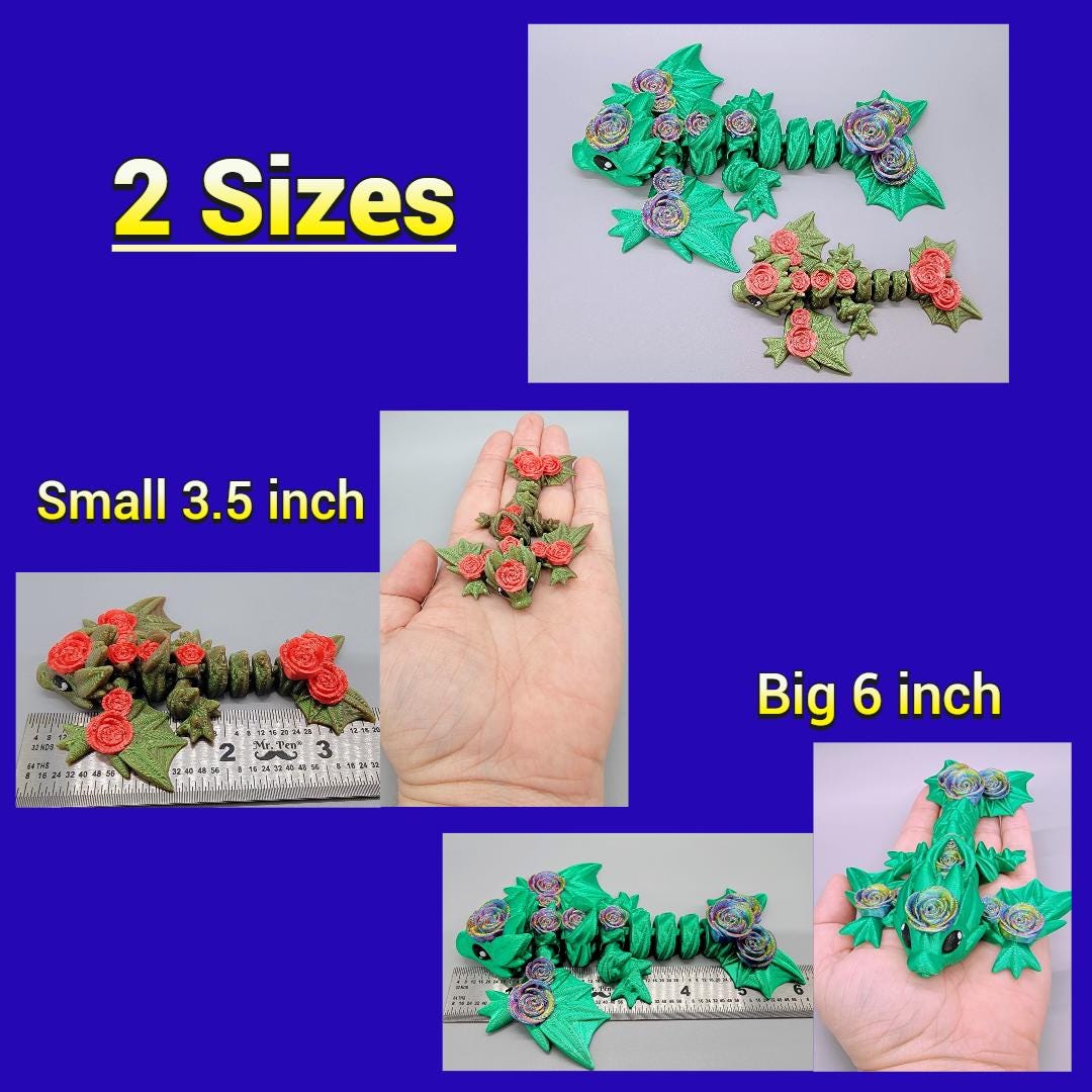 Baby Rose Wyvern Toy | Keychain | Backpack Buddy | Fidget | Articulated | Tiny Dragon