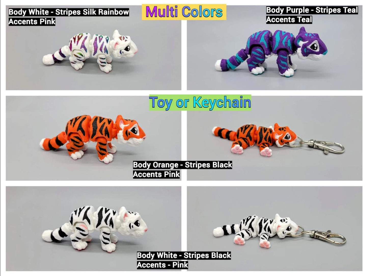 Articulated Baby Tiger & Lion Toy | 3D Printed | Mini | Fidget | Flexi | Sensory