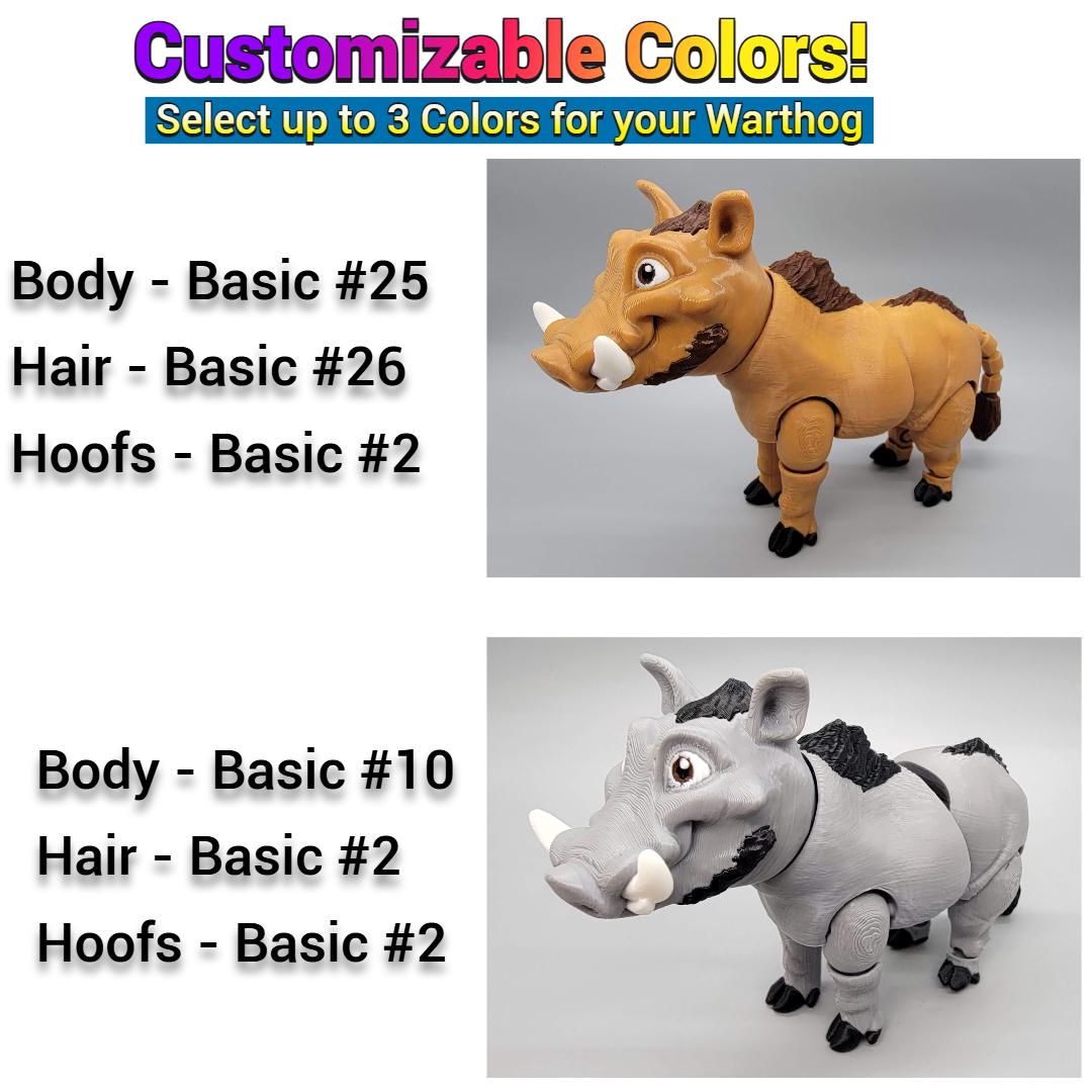 3D Printed Articulated Warthog Toy – Posable Figure for Kids and Collectors