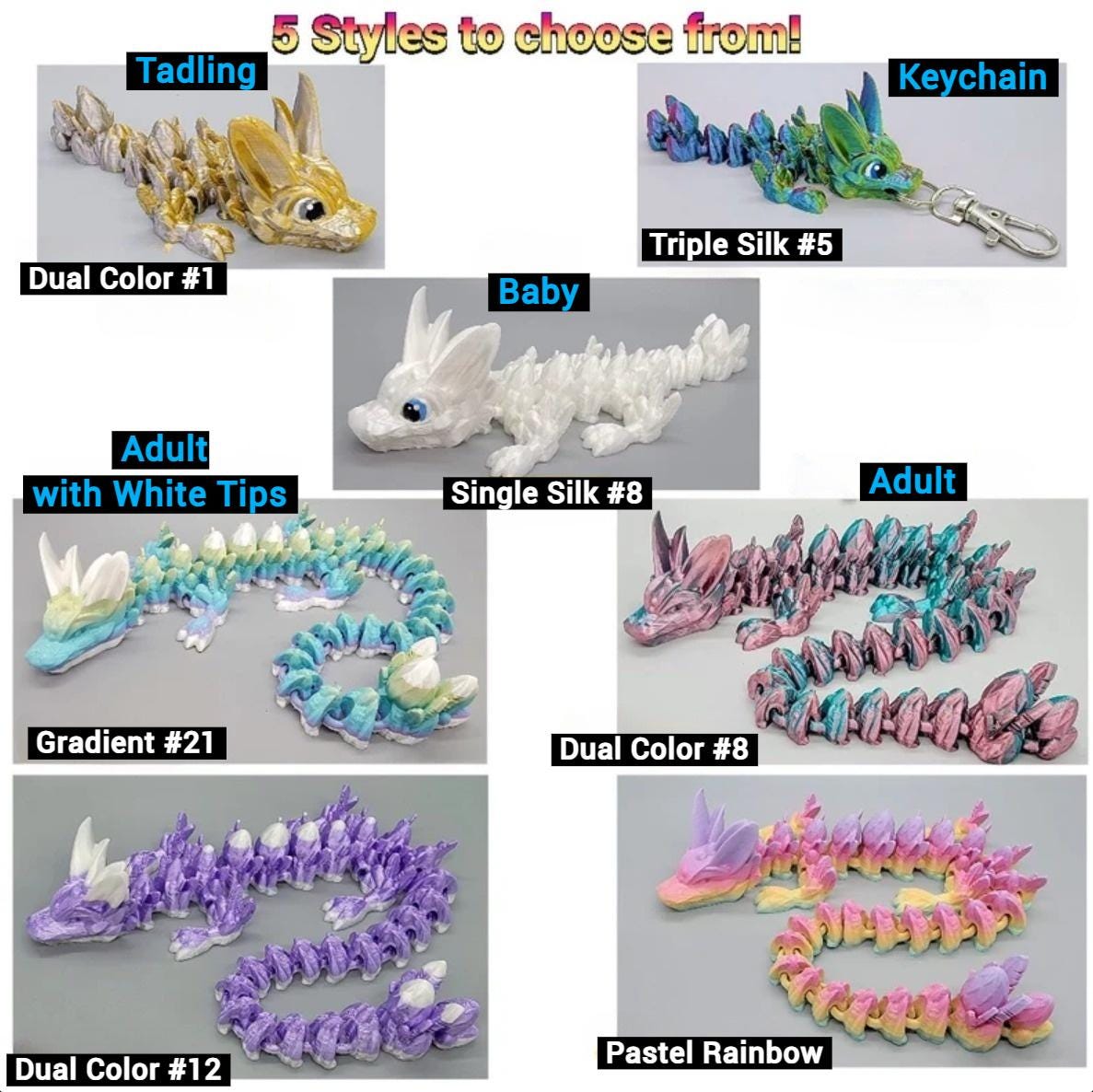 Easter Bunny Dragon Toy | Articulated | Flexi | Fidget | Sensory