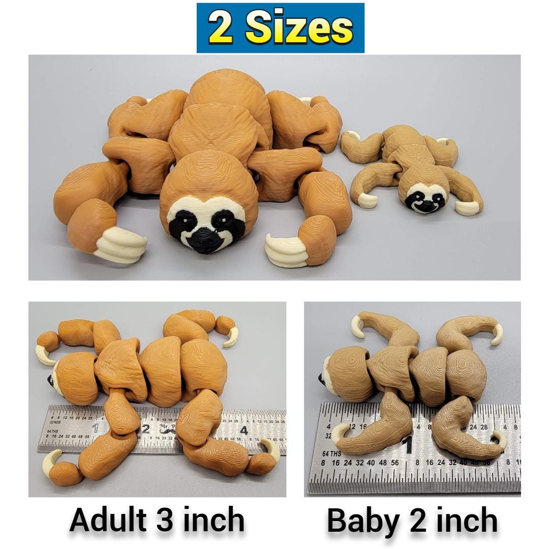 Flexi Sloth Toy or Keychain | Sensory | Fidget | Optional Tree