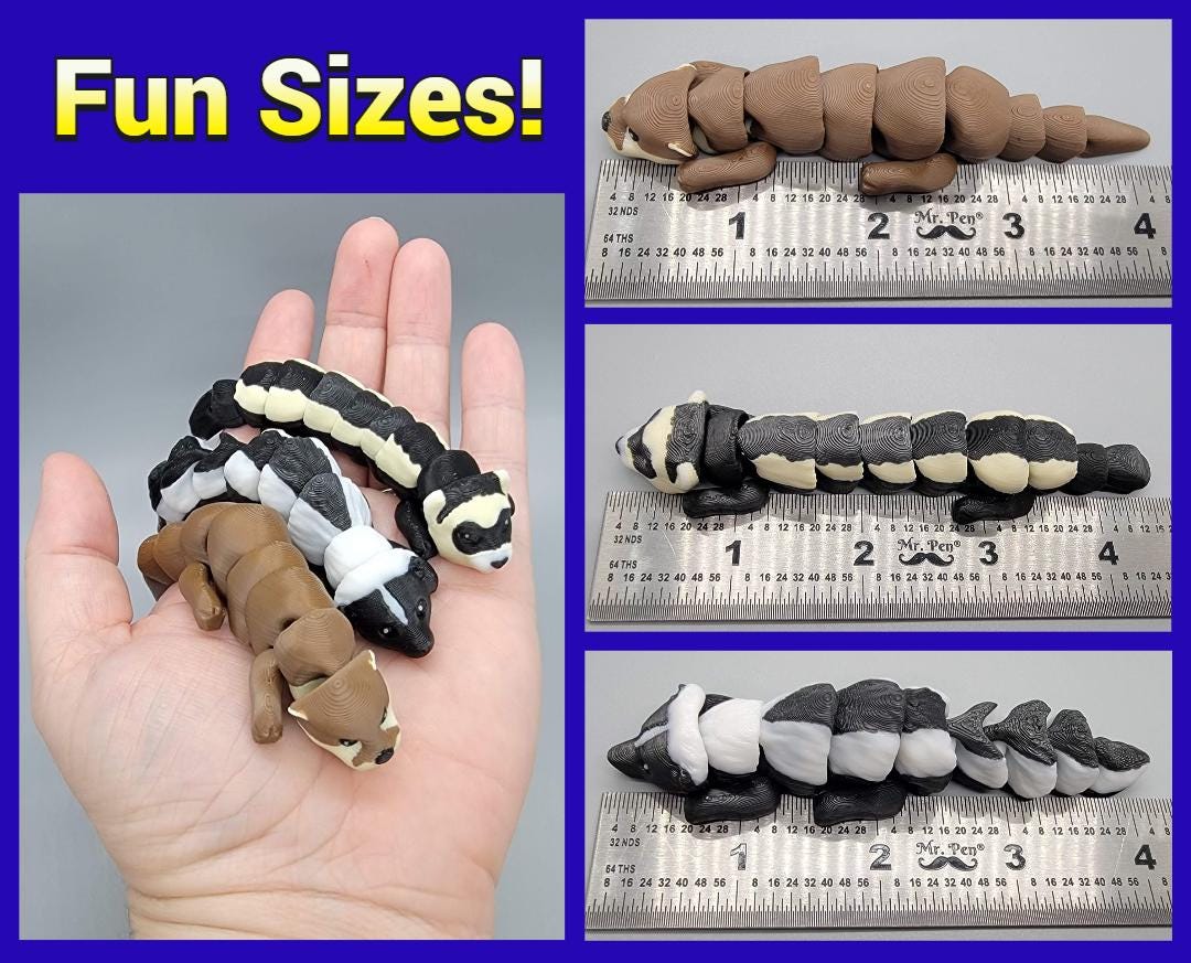 Mini Animal Toy or Keychain Set 1 | Sensory | Fidget | Ferret | Skunk | Otter