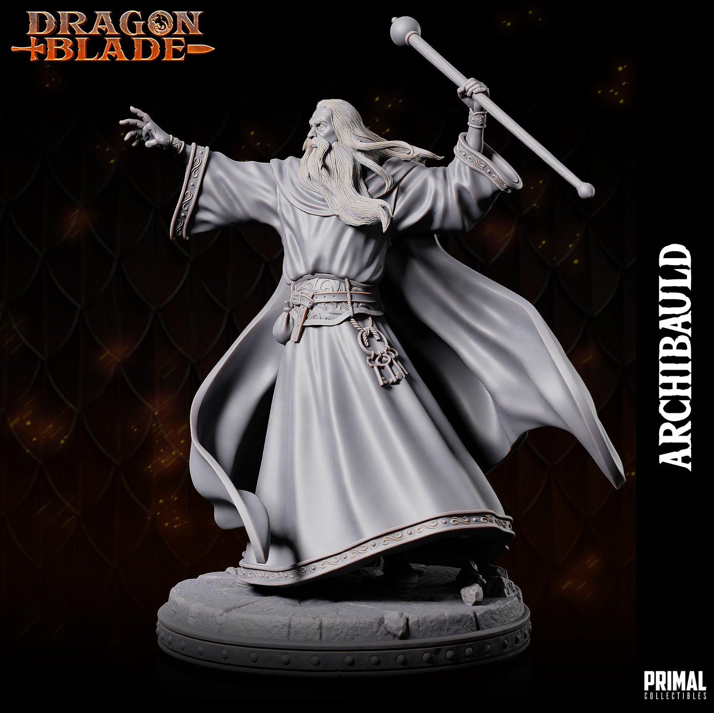 White Wizard Archbauld - Powerful Sorcerer Miniature for TTRPGs