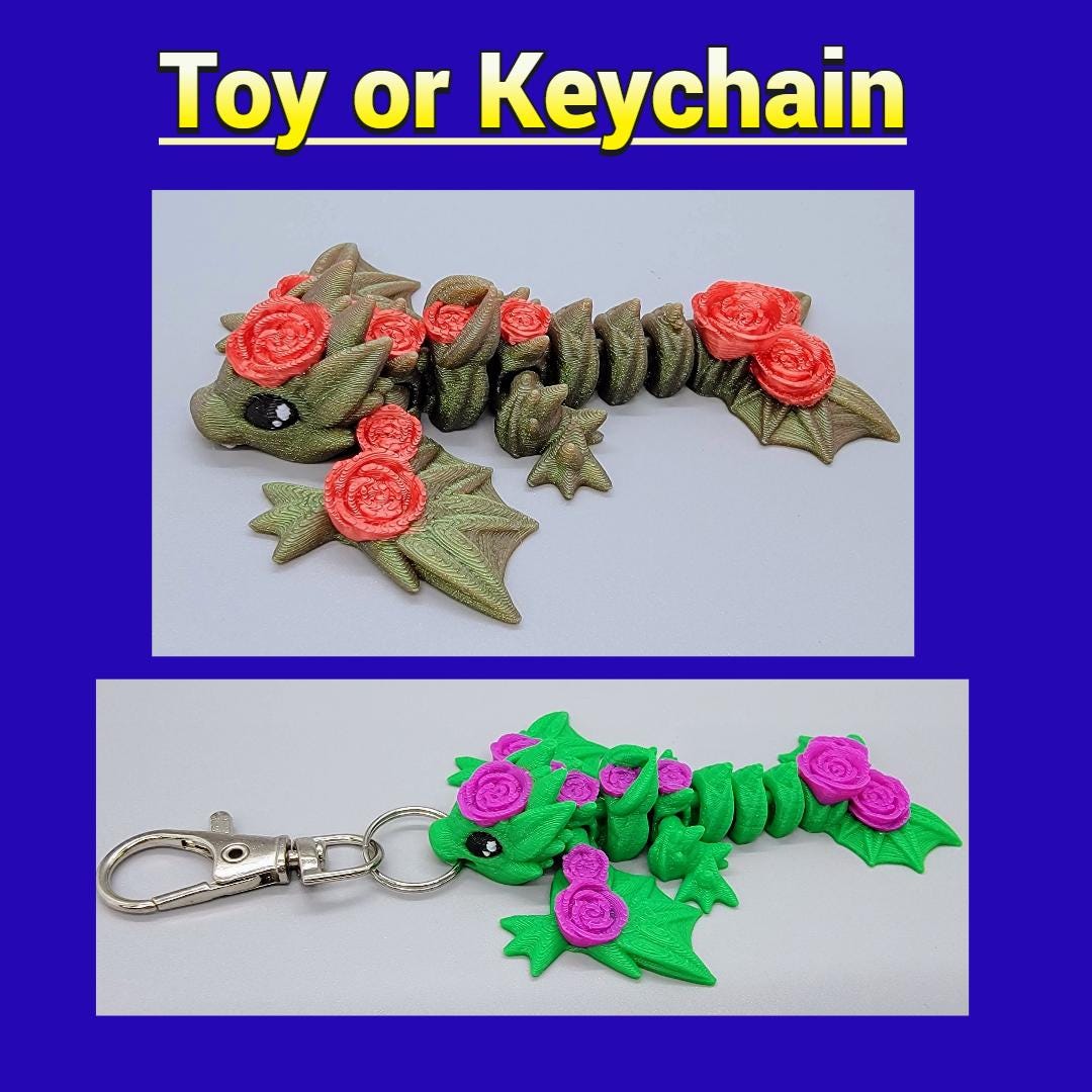 Baby Rose Wyvern Toy | Keychain | Backpack Buddy | Fidget | Articulated | Tiny Dragon