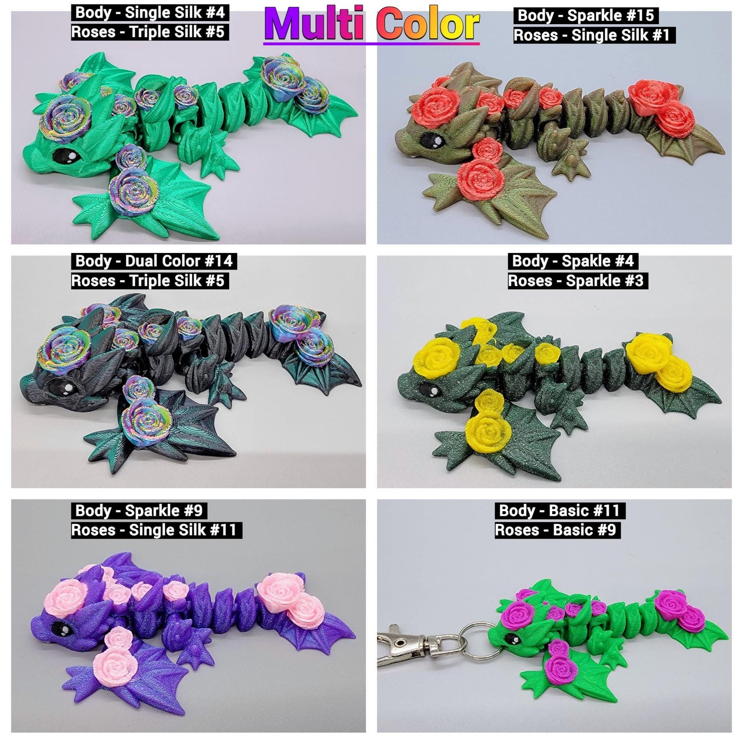 Baby Rose Wyvern Toy | Keychain | Backpack Buddy | Fidget | Articulated | Tiny Dragon