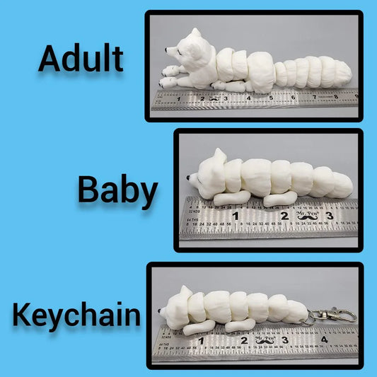 Juguete o llavero flexible de zorro ártico