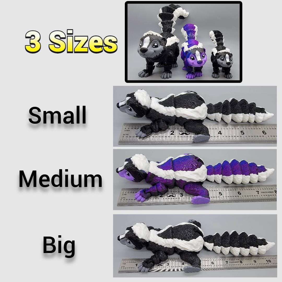 3D Printed Articulated Skunk Toy – Posable Fidget Animal Figure