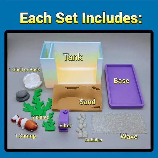 Juego de camarones y tanque