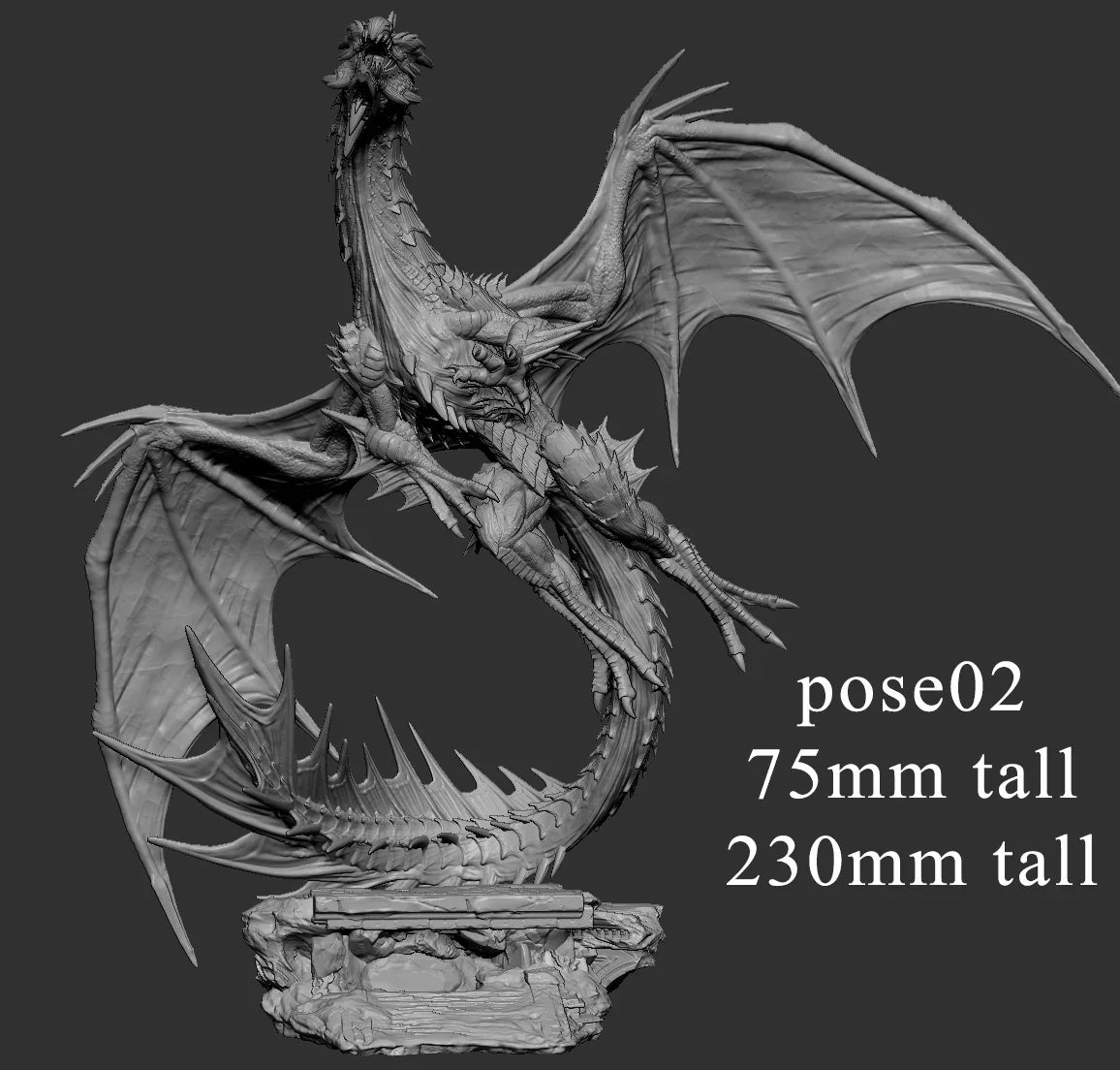 Adult Green Dragon resin miniature with detailed wings scales and dynamic ruin base for painters and TTRPG collectors