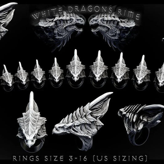 White Dragon Ring (US Sizes 3-16)