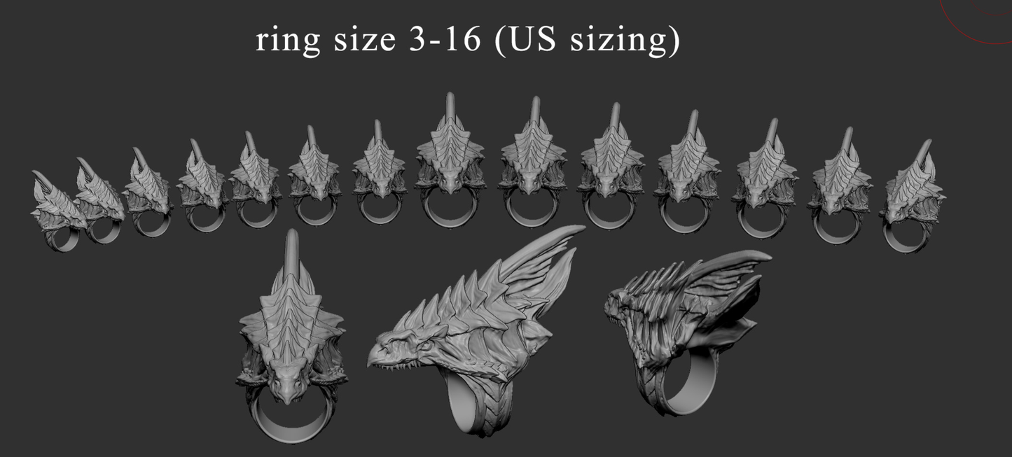 Anillo de Dragón Blanco – Tallas 3-16 (EE. UU.) – Joyería de fantasía para amantes de los dragones