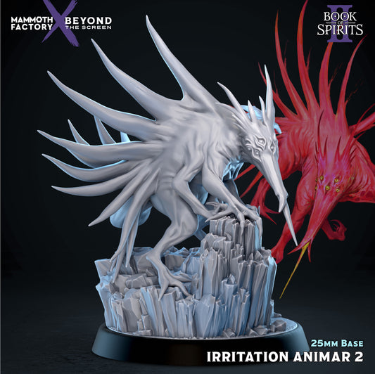 Irritation Animar 32mm scale resin miniature by Mammoth Factory in Pose 2 perched high on top of a jagged rock crag.