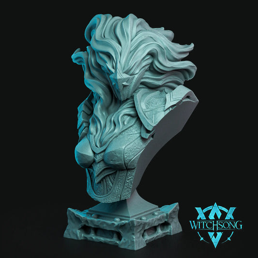 100mm Knight of the Nebula resin display bust on ornate pedestal.