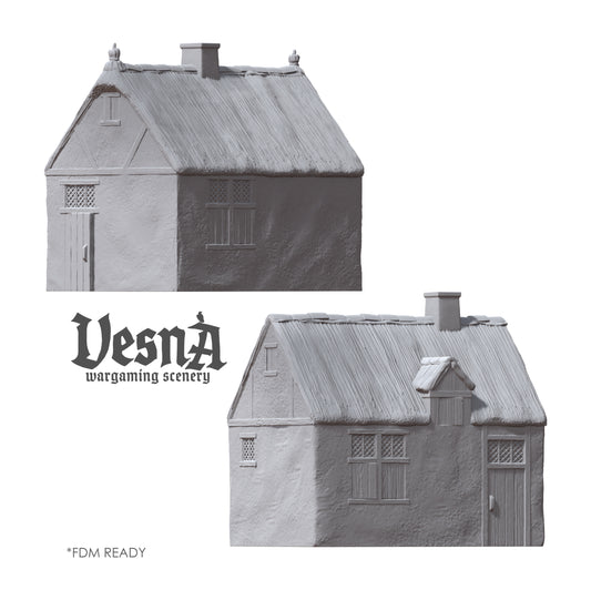 Individual view of the two Medium Houses from the Low Countries terrain set by Vesna Sculpts.