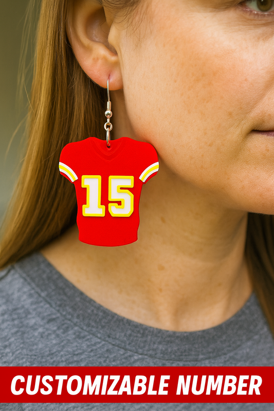 KC Chiefs Themed Custom Numbers Jersey Earrings