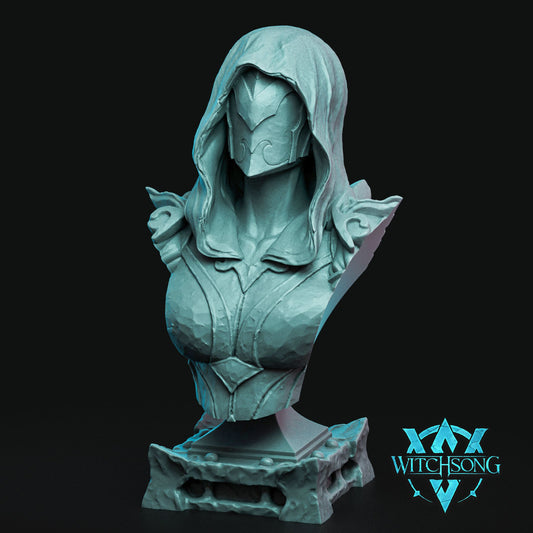 Rotbloom Priestess Huge Giant display bust with concealed hooded face and twisted botanical growths.