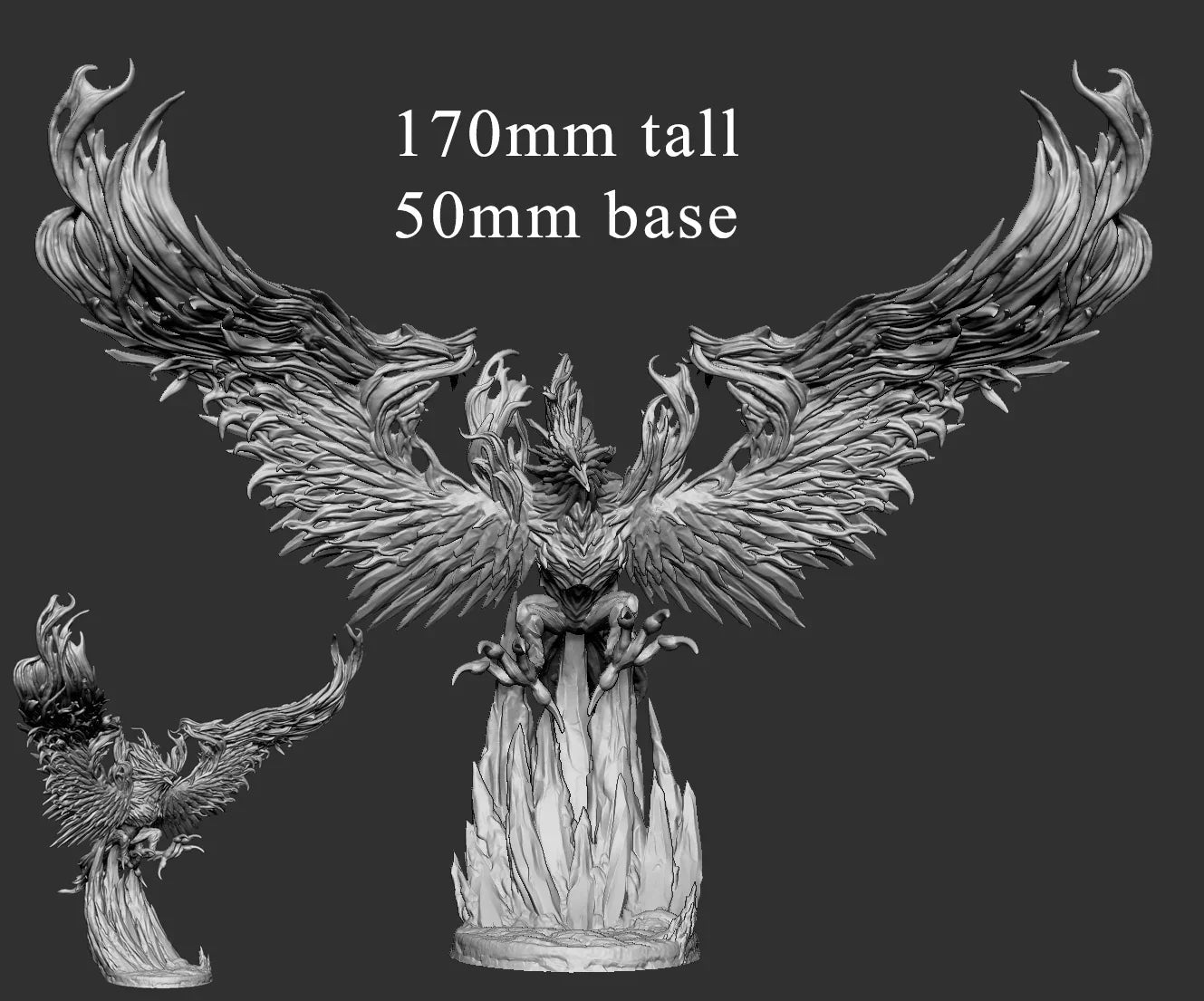 High-detail resin phoenix with 50mm base