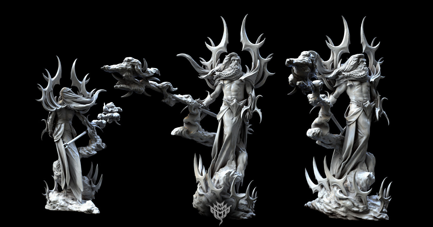 Supreme Cloud Giant resin 3D printed miniature, 165 mm tall, epic storm giant with swirling base – perfect RPG boss or display piece.