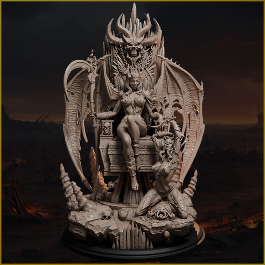 Throne of the Damned fantasy resin display model unpainted front view.