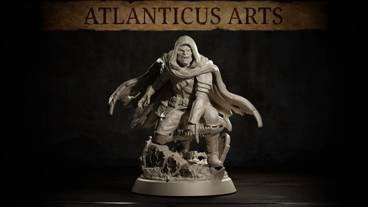 Vampire Nightbringer dark fantasy resin miniature by Atlanticus Arts full front view on scenic base.