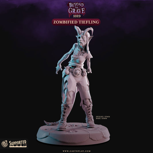 Zombified Tiefling undead resin miniature figure with horns and detailed sculpt