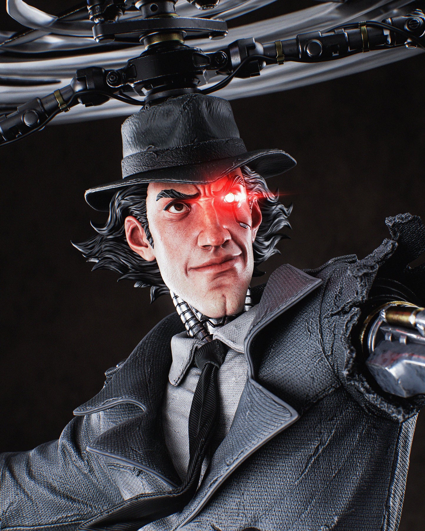 Mechanical detective with gadgets miniature figure