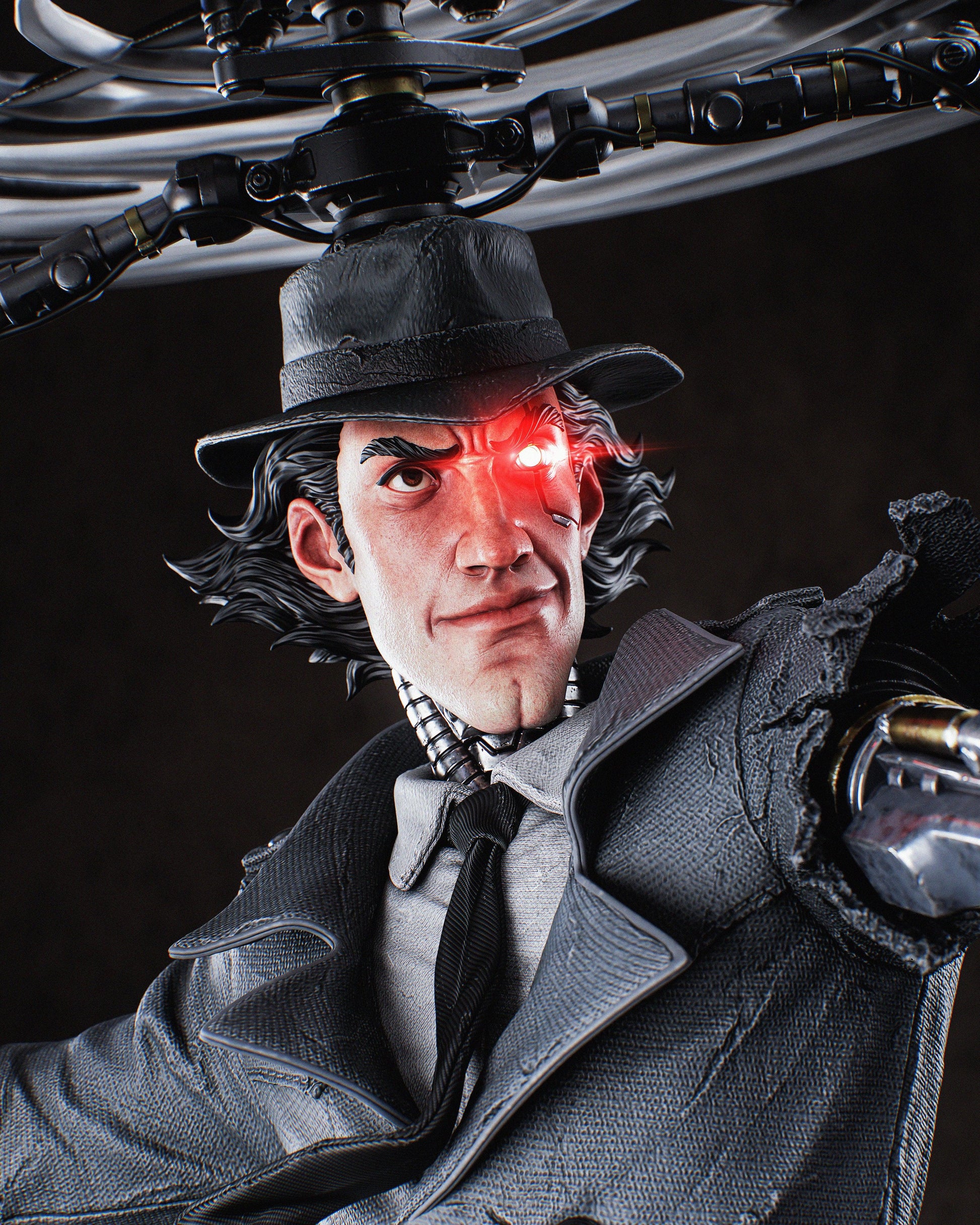 Mechanical detective with gadgets miniature figure