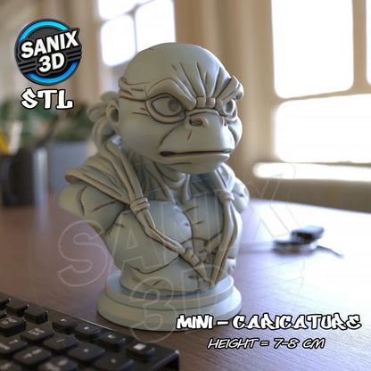 TMNT Raphael mini caricature bust 3D printed figure front view