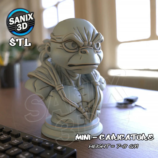 TMNT Raphael mini caricature bust 3D printed figure front view