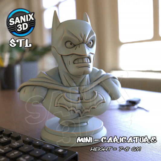 Batman mini caricature bust 3D printed figure front view