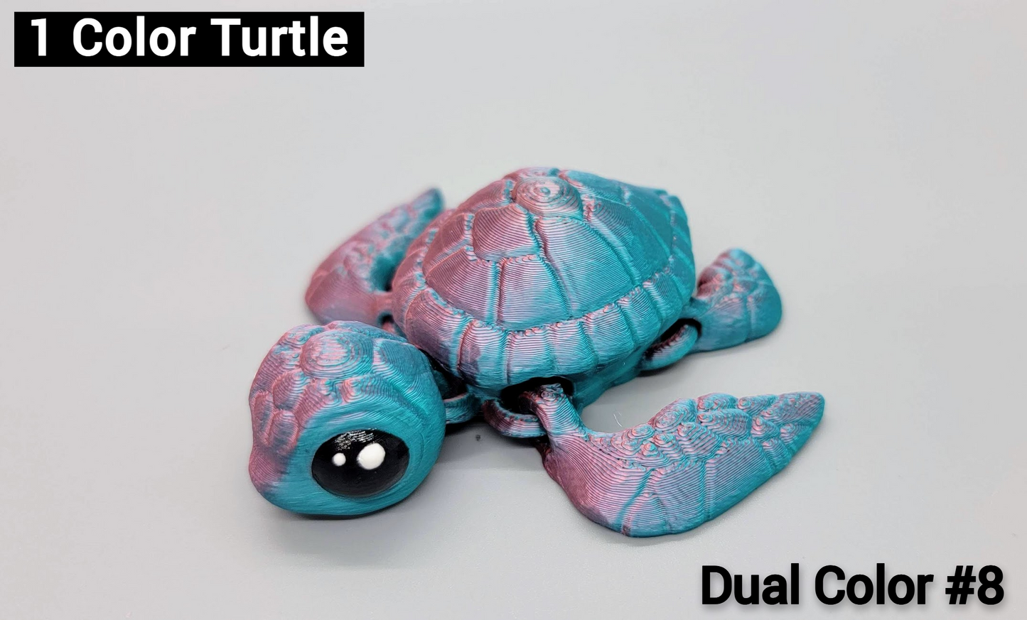 3D Printed Articulated Baby Sea Turtle – Custom Colors