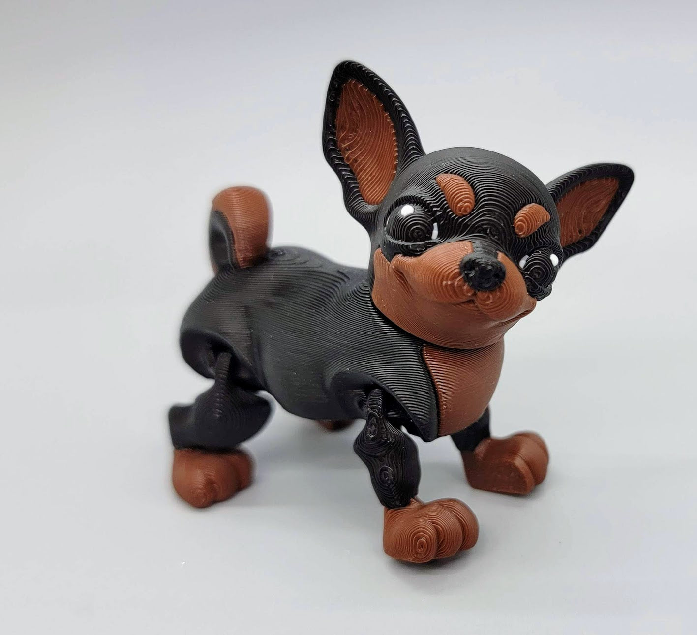 3D Printed Articulated Chihuahua Toy – Custom Faces & Colors in 2 Sizes