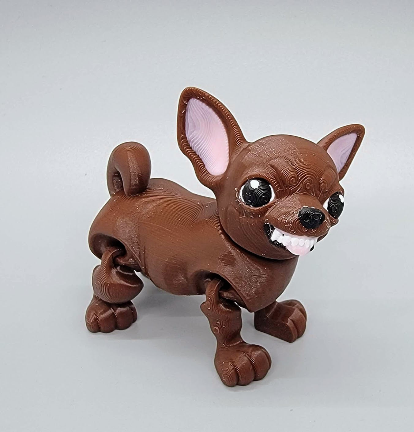 3D Printed Articulated Chihuahua Toy – Custom Faces & Colors in 2 Sizes